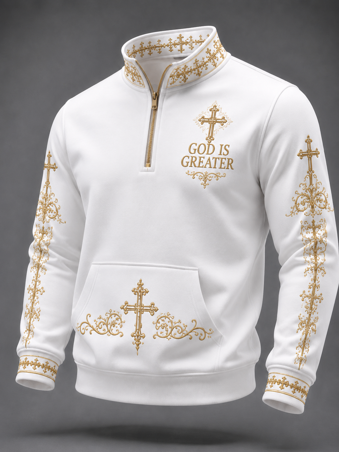 Faith Art Print Long Sleeve Zipper Sweatshirt